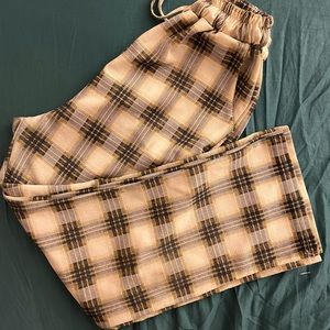 Plaid wide leg pants